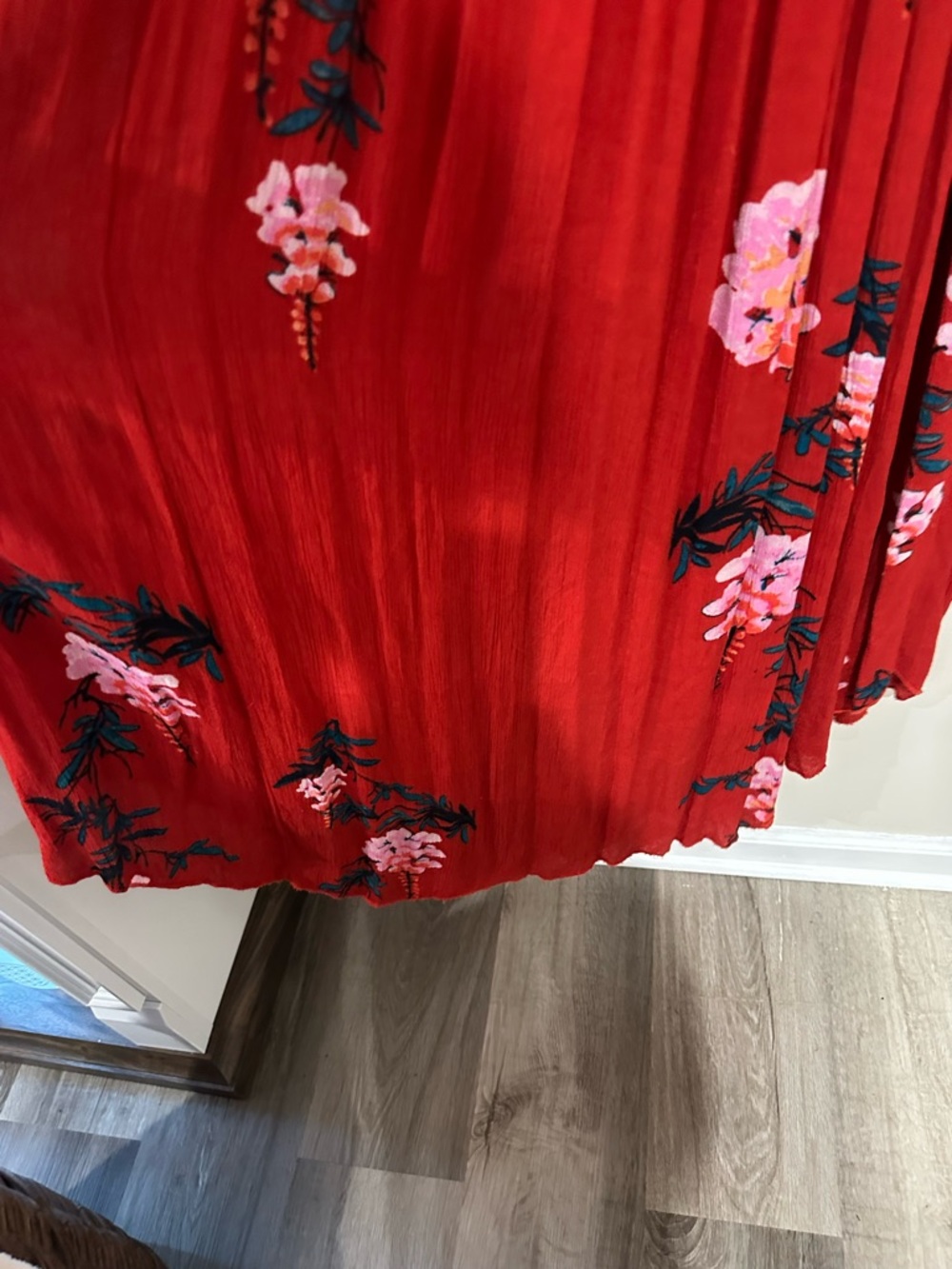 Free People Beau Red Floral Smocked Maxi Dress Small Boho Cottagecore - Picture 10 of 15